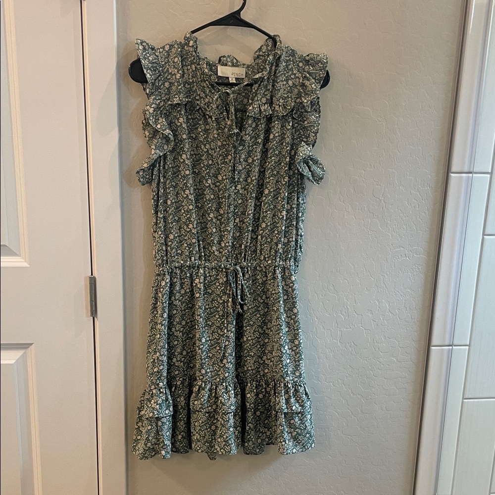 Sleeveless Floral Midi Dress in Sage Green